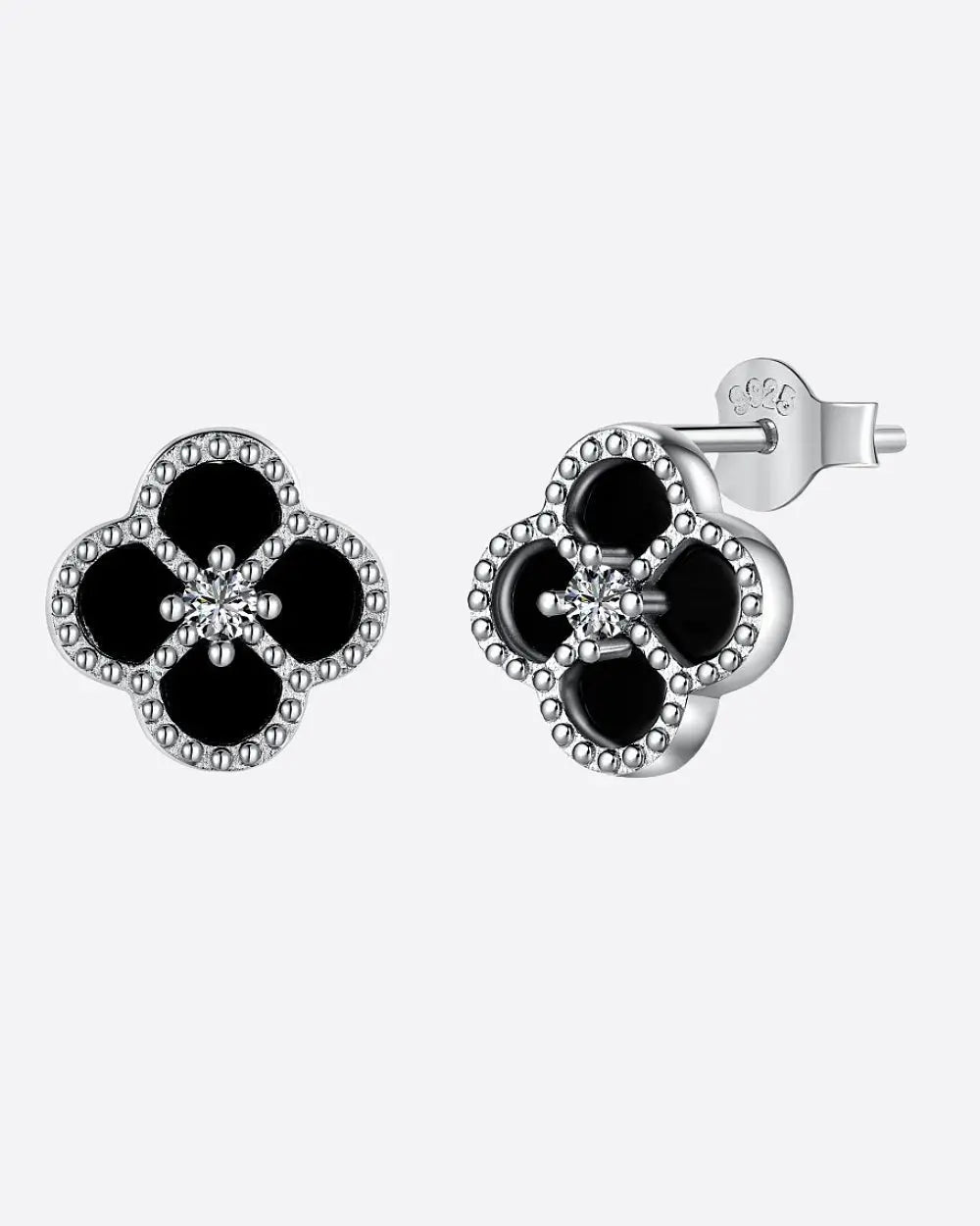 BLACK EMERALD STUDS 925. - WHITE GOLD - Goodiefetch