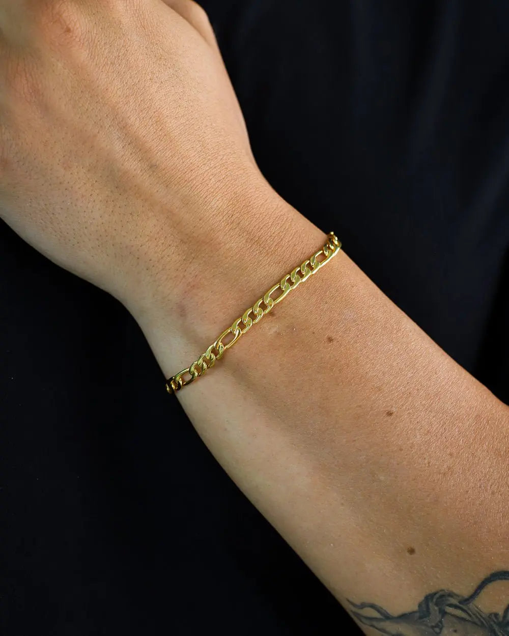 CLEAN FIGARO BRACELET. - 5MM 18K GOLD - Goodiefetch