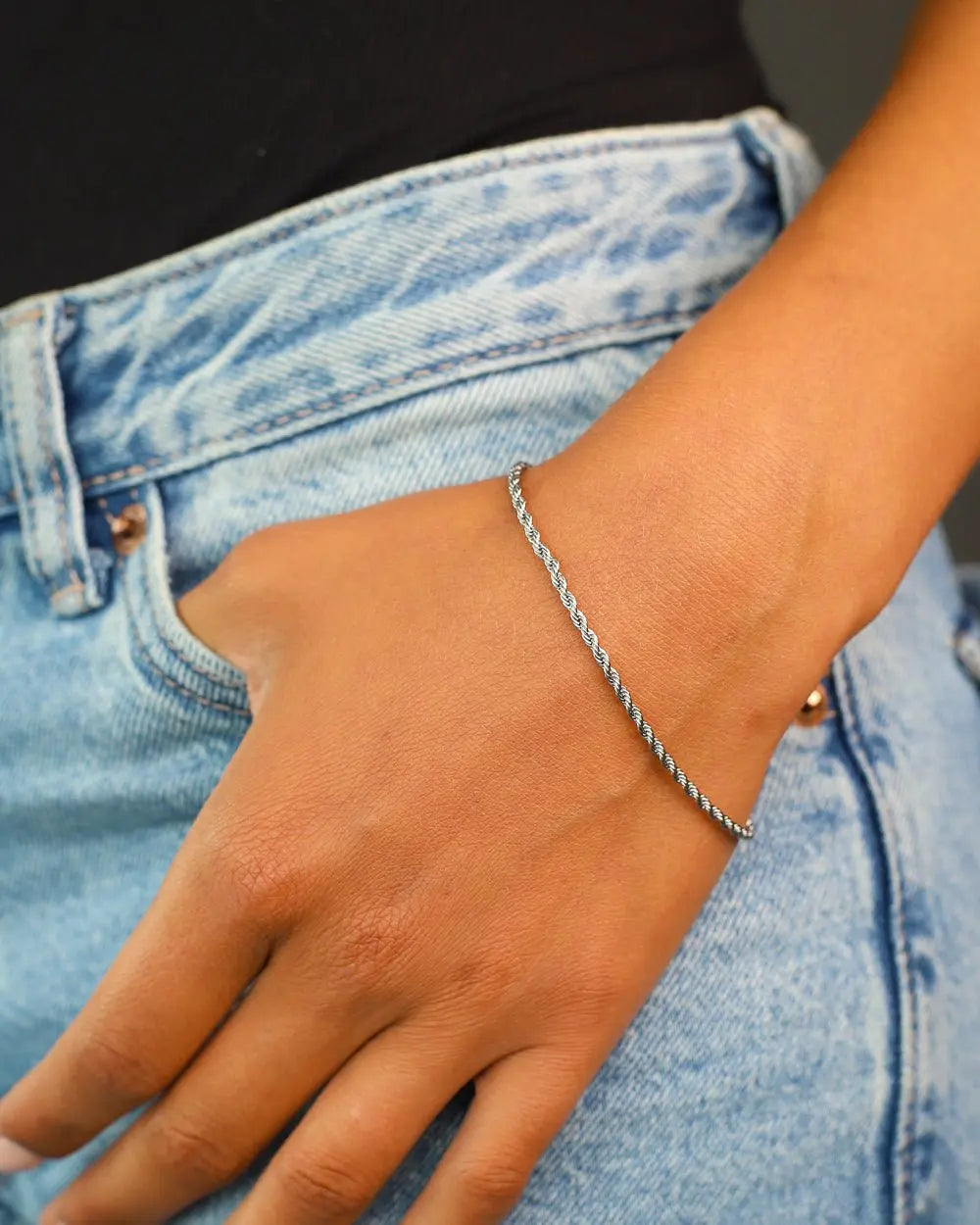 CLEAN ROPE BRACELET. - 2MM WHITE GOLD - Goodiefetch