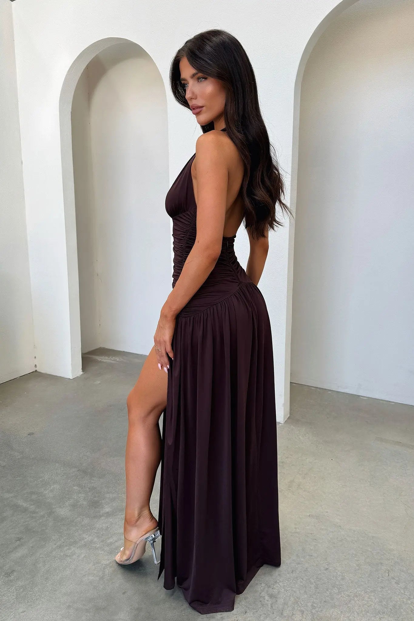 Ginevra Maxi Dress - Brown Goodiefetch