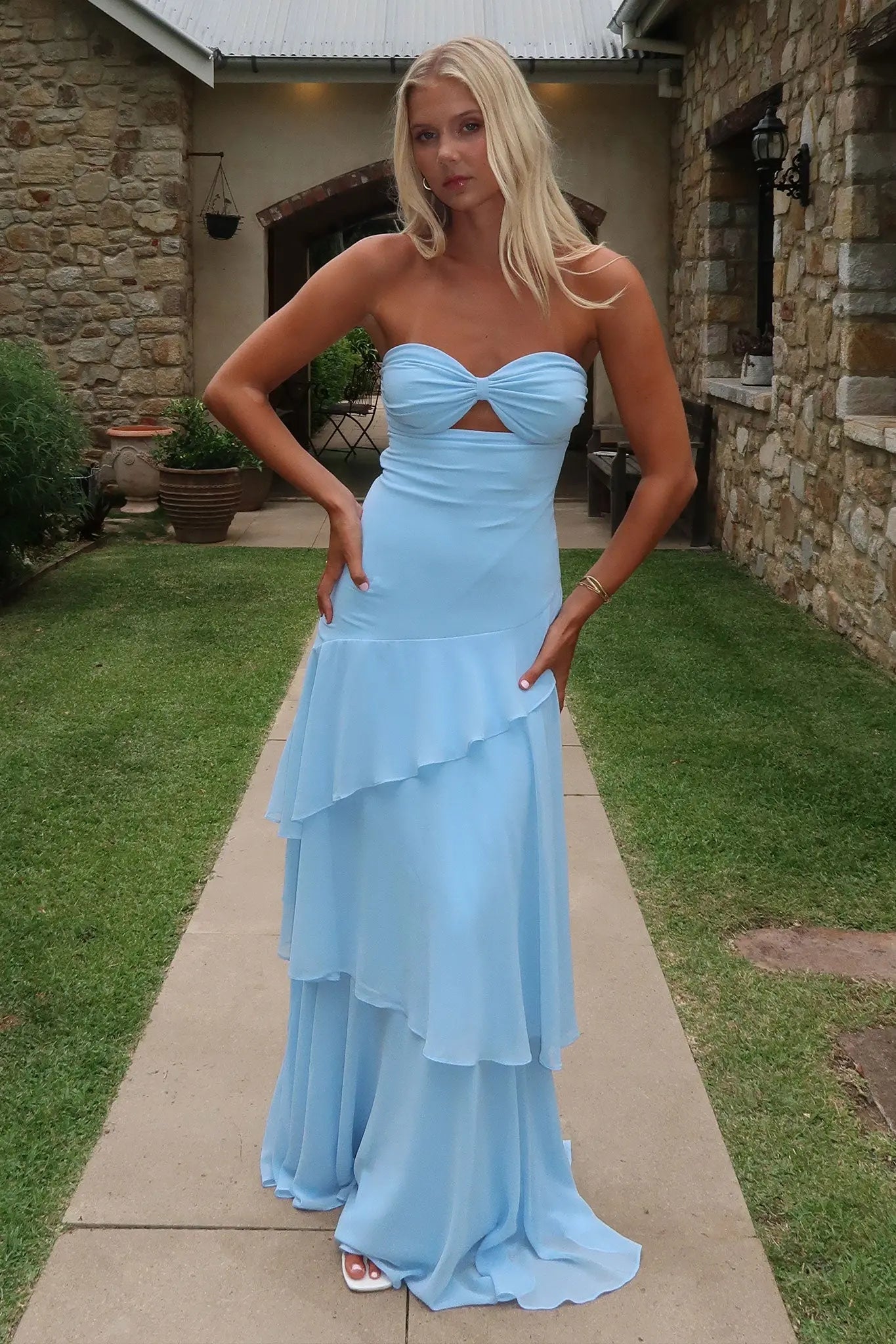 Gretta Strapless Maxi Dress - Blue Goodiefetch