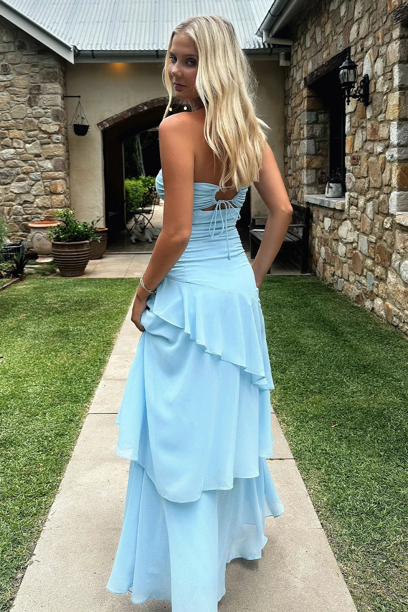 Gretta Strapless Maxi Dress - Blue Goodiefetch