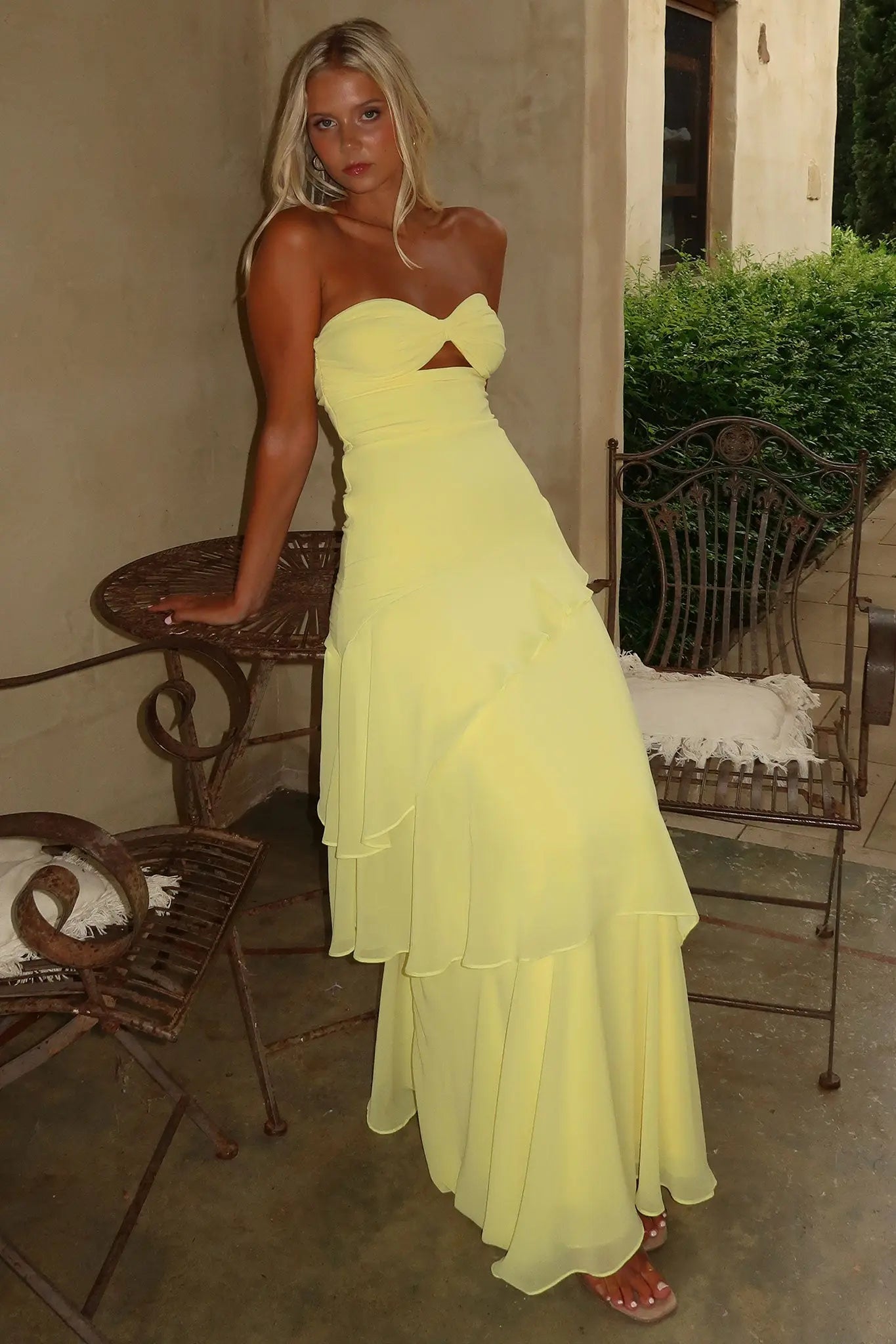 Gretta Strapless Maxi Dress - Yellow Goodiefetch