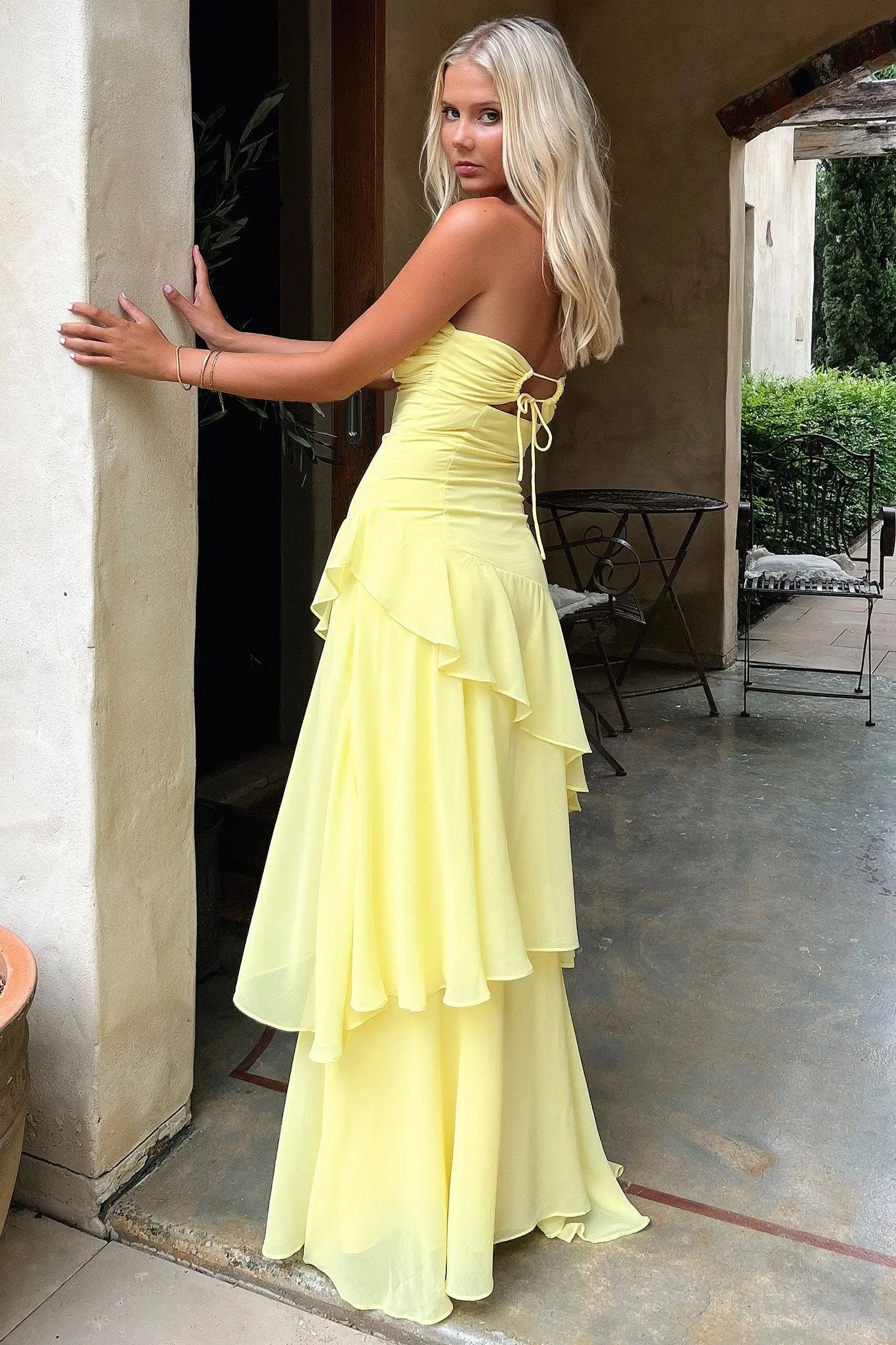 Gretta Strapless Maxi Dress - Yellow Goodiefetch