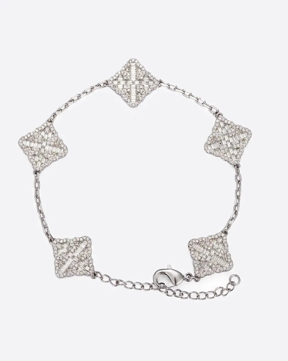 ICED CLOVER BRACELET 925. - WHITE GOLD - Goodiefetch