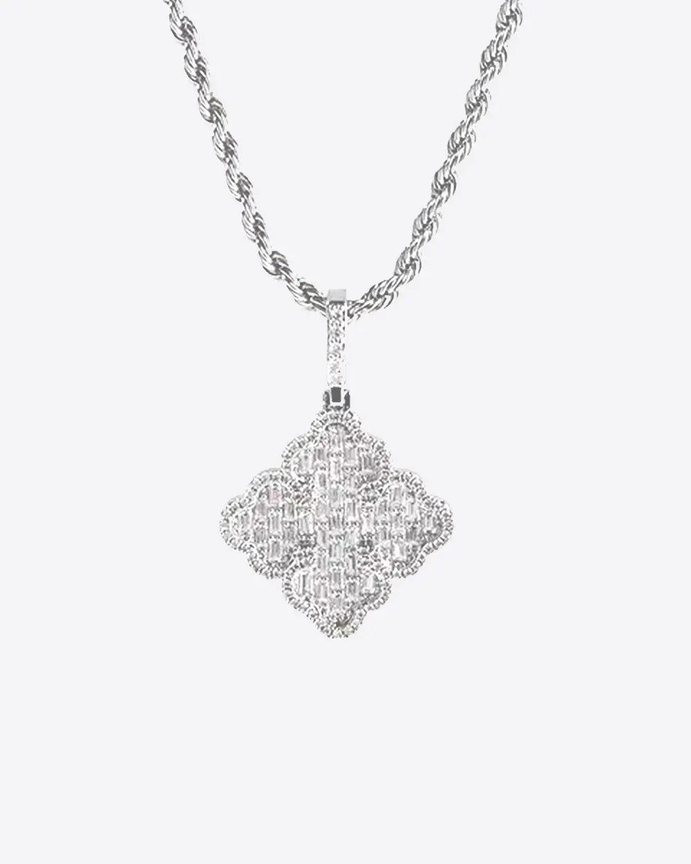 ICED CLOVER PENDANT 925. - WHITE GOLD - Goodiefetch