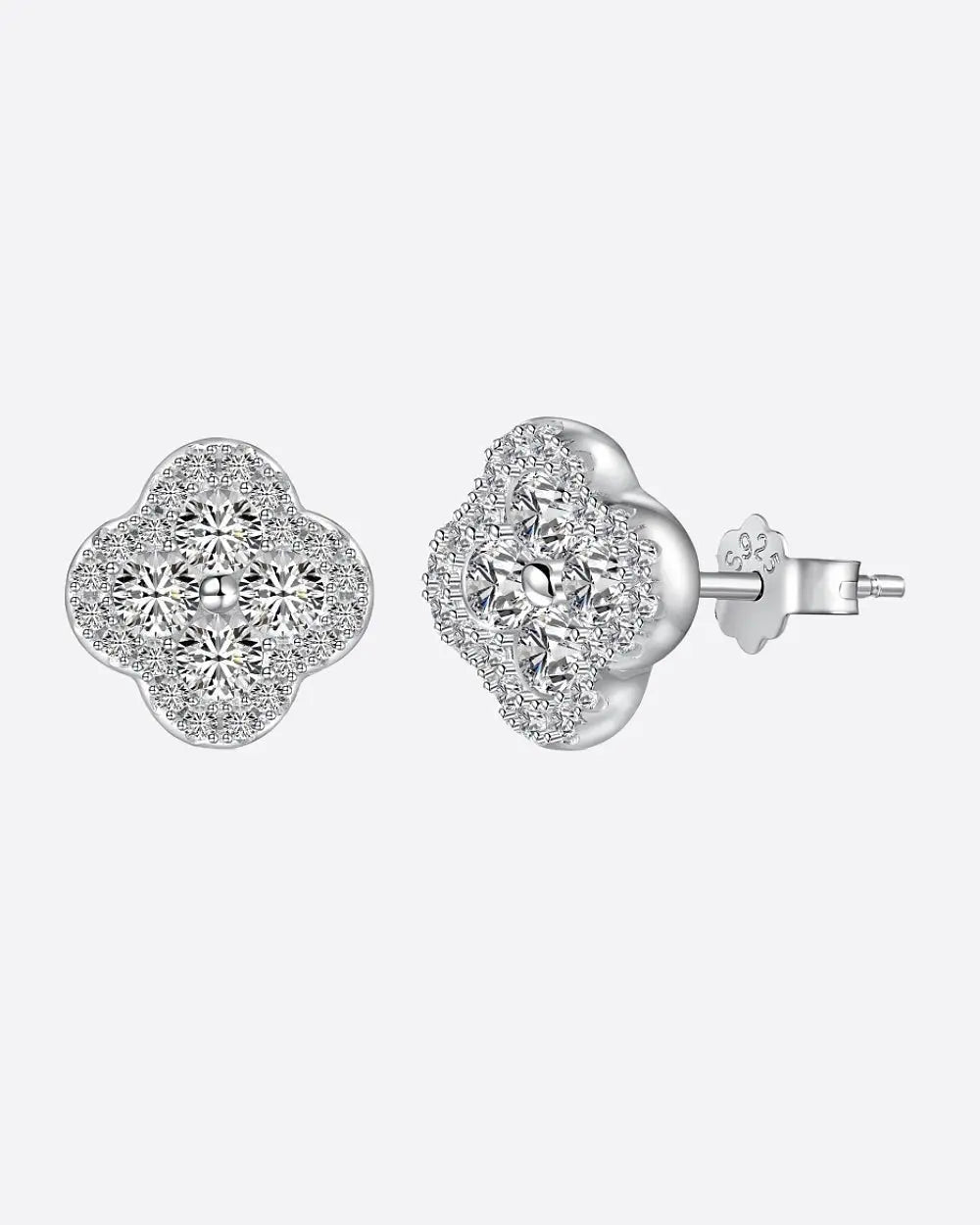 ICED CLOVER STUDS 925. - WHITE GOLD - Goodiefetch