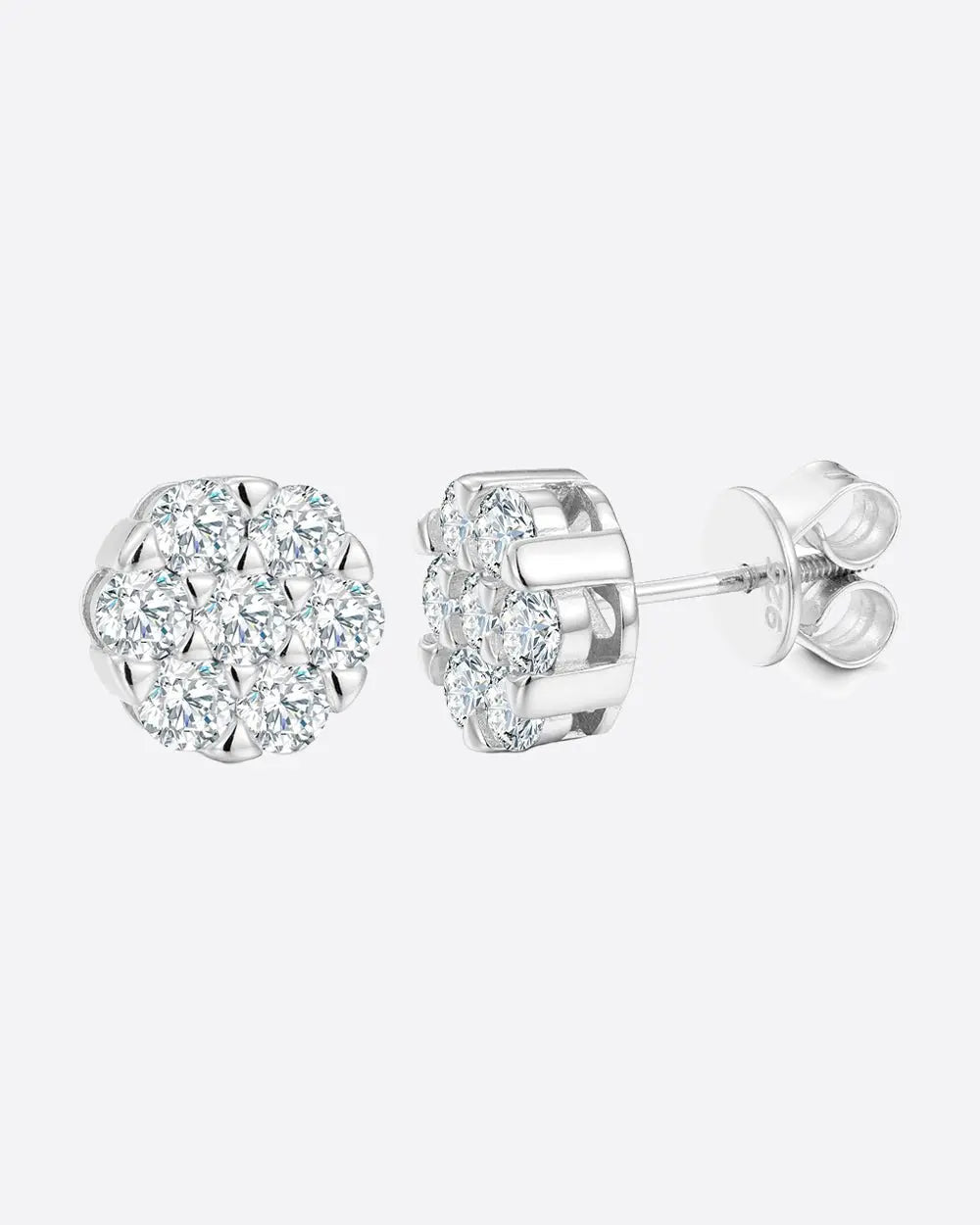 MOISSANITE CLUSTER EARRINGS. - WHITE GOLD - Goodiefetch