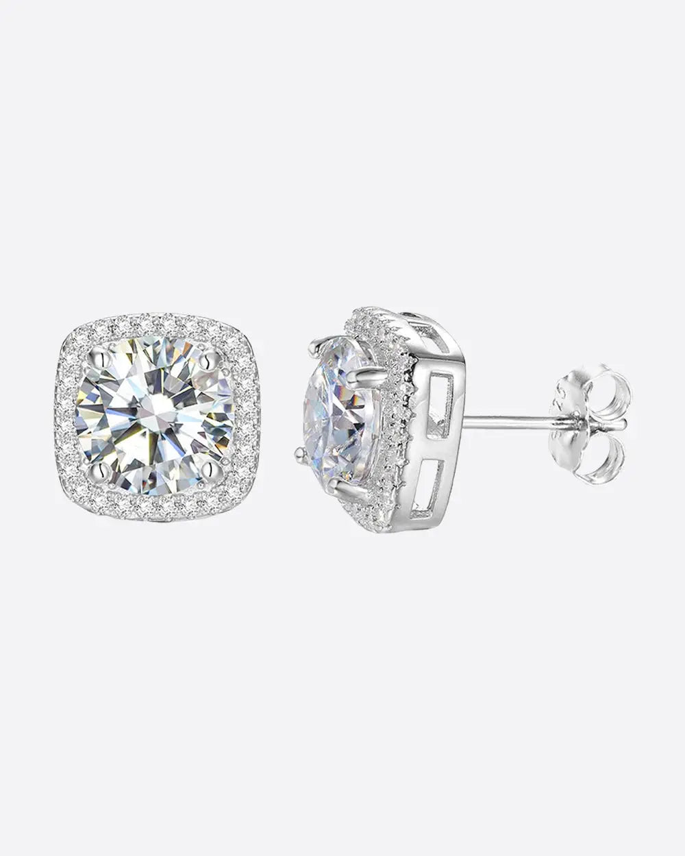 MOISSANITE HALO EARRINGS. - WHITE GOLD - Goodiefetch