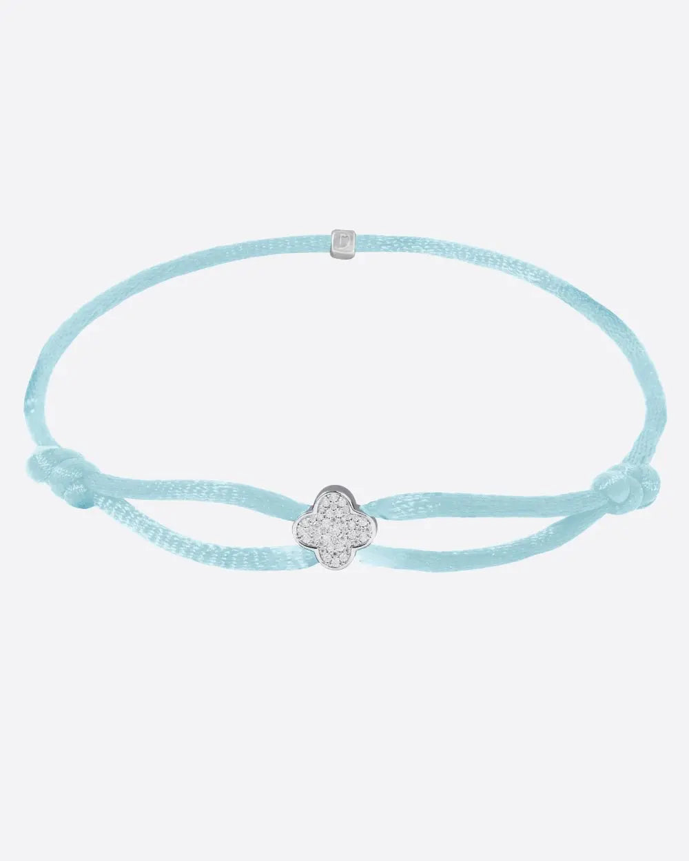 MOISSANITE ICED CLOVER CORD BRACELET. - WHITE GOLD - Goodiefetch