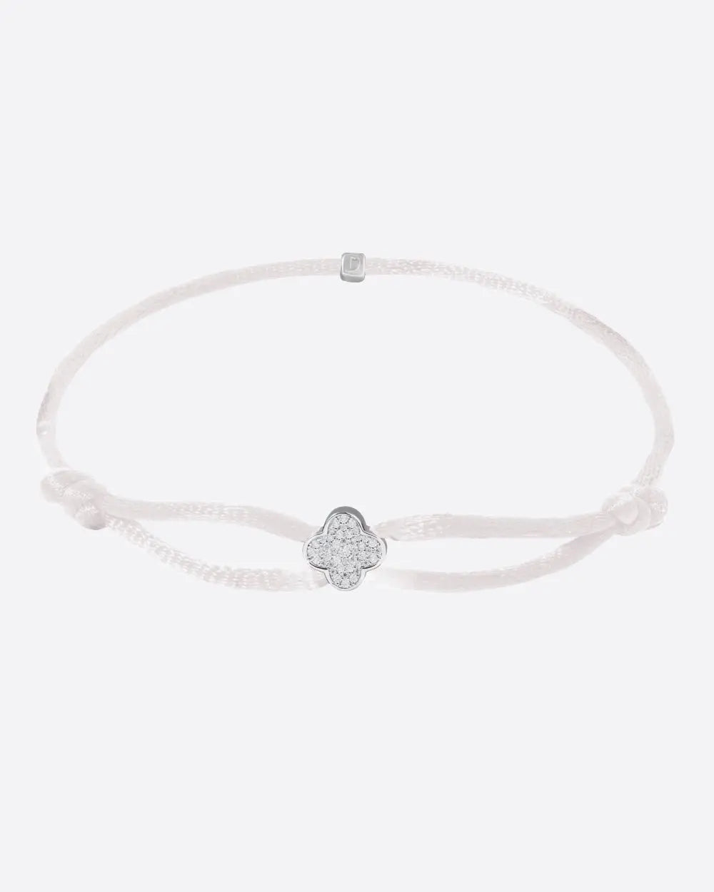 MOISSANITE ICED CLOVER CORD BRACELET. - WHITE GOLD - Goodiefetch