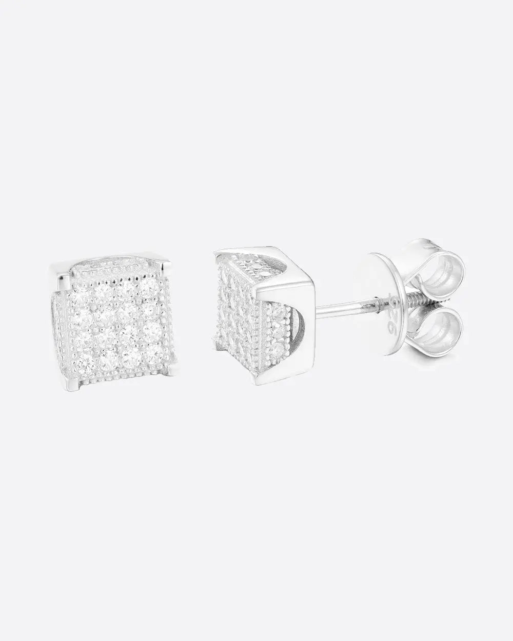 MOISSANITE ICED SQUARE EARRINGS. - WHITE GOLD - Goodiefetch