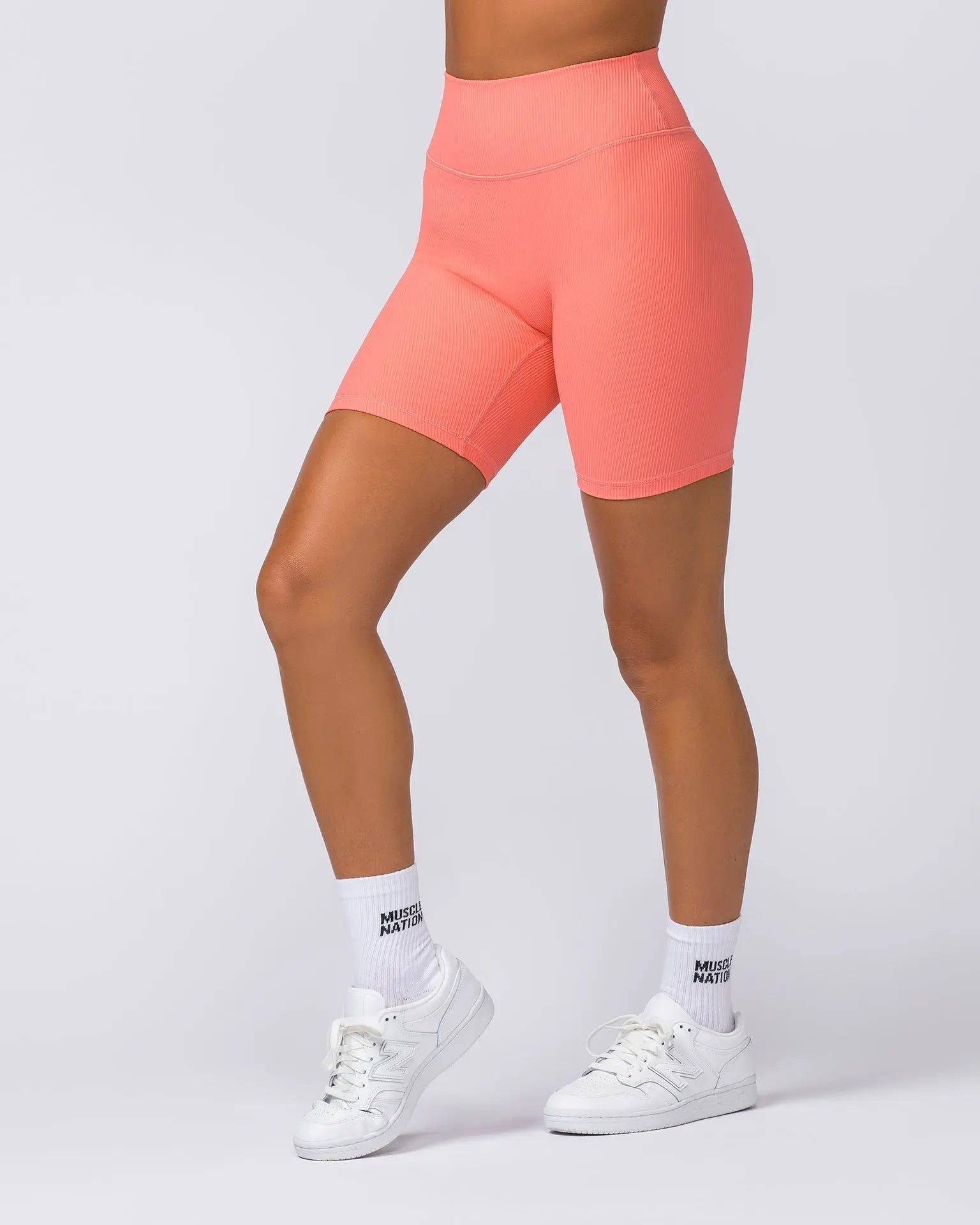 Zero Rise Rib Bike Shorts - Sunset Coral - Goodiefetch