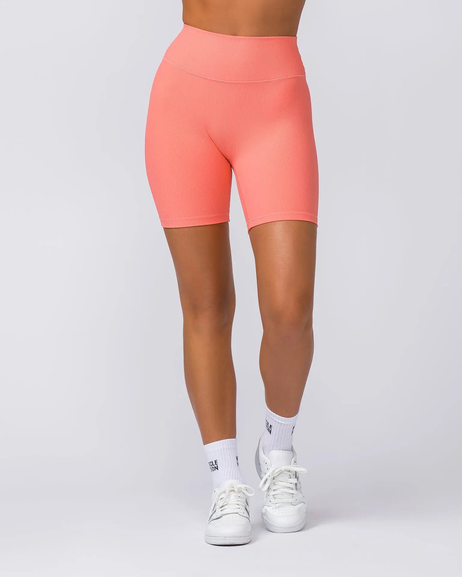 Zero Rise Rib Bike Shorts - Sunset Coral - Goodiefetch