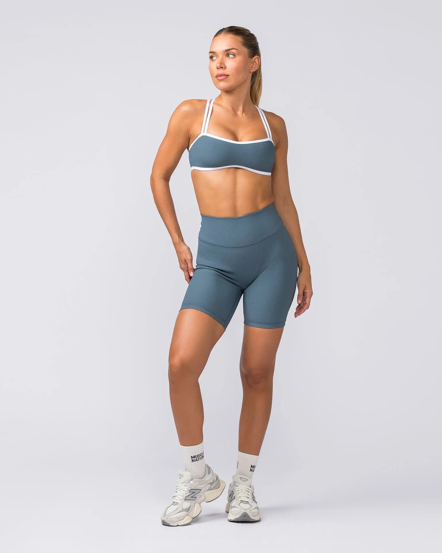 Zero Rise Rib Bike Shorts - Tidepool - Goodiefetch